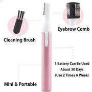 Electric Eyebrow Trimmer Women Face Razors Mini Shaver Battery Operated Small Facial Hair Remover with Comb Personal Epilator for Face Neck Fuzz Lips Body Arms Leg