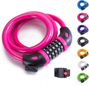 Bike Lock Bicycle Lock Chain ，5-Digit Combination Lock Core Steel Wire Bike Lock Security&Portable Bicycle Locks,1.1M X 1/2 Inch (Black)