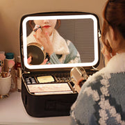 Smart LED Cosmetic Case with Mirror Travel Makeup Bag Large Capacity Cosmetic Bag Luxury Simple Makeup Bags for Women Skincare