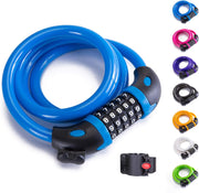 Bike Lock Bicycle Lock Chain ，5-Digit Combination Lock Core Steel Wire Bike Lock Security&Portable Bicycle Locks,1.1M X 1/2 Inch (Black)
