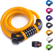 Bike Lock Bicycle Lock Chain ，5-Digit Combination Lock Core Steel Wire Bike Lock Security&Portable Bicycle Locks,1.1M X 1/2 Inch (Black)