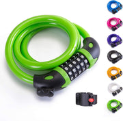 Bike Lock Bicycle Lock Chain ，5-Digit Combination Lock Core Steel Wire Bike Lock Security&Portable Bicycle Locks,1.1M X 1/2 Inch (Black)