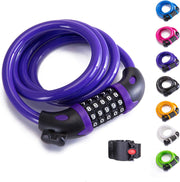 Bike Lock Bicycle Lock Chain ，5-Digit Combination Lock Core Steel Wire Bike Lock Security&Portable Bicycle Locks,1.1M X 1/2 Inch (Black)