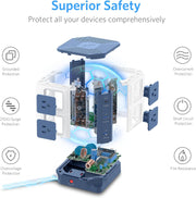 PD 65W USB Power Strip Tower Surge Protector, Desktop Charging Station with 8-Outlet Widely Spaced AC Outlets with 2 USB-A USB-C PD3.0 Ports, 4.9Ft Heavy-Duty Extension Cord for Home Office